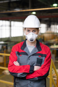 Construction Worker wearing N95 Mask