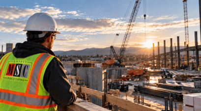 Safety professional on a construction site representing career development and professional growth